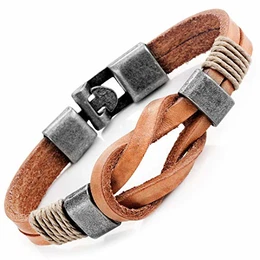 Urban-Jewelry Gegerbtes Leder Seemannsknoten Armband für Sie und Ihn, Unisex, Leder, 8