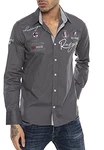 Redbridge Herren Hemd Langarm Freizeithemd Regular Fit R-Style R-2130 Grau/Anthracite (R-2130 48)