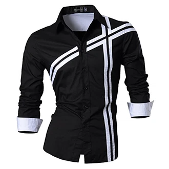 jeansian Herren Freizeit Hemden Shirt Tops Mode Langarmshirts Slim Fit Schwarz jeansian Herren Freizeit Hemden Shirt Tops Mode Langarmshirts Slim Fit Schwarz