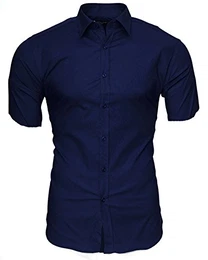 Herren Uni Kurzarm Hemd Dunkelblau (M)