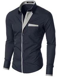 MODERNO Herren Hemd - Slim Fit, Langarm, Freizeithemd (VGDS41LS) Dunkelblau EU M