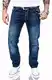 Rock Creek Herren Jeans Hose Regular Fit Jeans Herrenjeans Herrenhose Denim Stonewashed Basic Raw Straight Cut Jeans RC-2140 Dunkelblau W32 L32