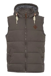Dry Herren Weste Steppweste Outdoor Weste Mit Kapuze Und Stehkragen, Größe:M, Farbe:Dark Grey (2890)