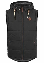 !Solid Dry Herren Weste Steppweste Outdoor Weste Mit Kapuze Und Stehkragen, Größe:M, Farbe:Black (9000)