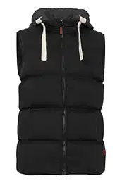 Blend BHJens Herren Weste Steppweste Outdoor Weste mit Kapuze Stehkragen Eingrifftaschen Regular fit, Größe:M, Farbe:Black (70155)