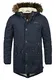 Indicode Pulsoor Herren Winter Jacke Parka Mantel Lange Winterjacke gefüttert mit Teddy-Futter und Kunst-Fellkapuze, Größe:M, Farbe:Navy (400)