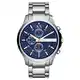 Armani Exchange Herrenuhr , QuarzChronographenwerk, 46 mm silbernes Edelstahlgehäuse mit Edelstahlarmband, AX2155, Blau