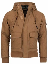 Young & Rich by Headline Warme Jacke Gefütterte Herren Winterjacke Kapuze Mantel, Braun, Gr. S