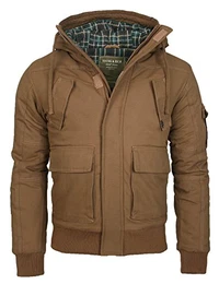 Young & Rich by Headline Warme Jacke Gefütterte Herren Winterjacke Kapuze Mantel, Braun, Gr. M