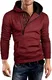 Grin&Bear Slim fit Halfzip Jacke Kapuze Hoodie Sweatshirt Kapuzenpullover, weinrot, M, GEC401