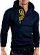 Grin&Bear Slim fit Halfzip Jacke Kapuze Hoodie Sweatshirt Kapuzenpullover, Navy, M, GEC401