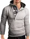 Grin&Bear Slim fit Halfzip Jacke Kapuze Hoodie Sweatshirt Kapuzenpullover, grau meliert, M, GEC401