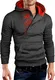 Grin&Bear Slim fit Halfzip Jacke Kapuze Hoodie Sweatshirt Kapuzenpullover, anthrazit-rot, M, GEC401