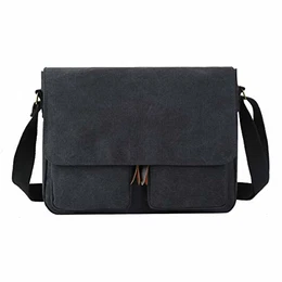 Herren Canvas Freizeit Täglich Umhängetasche Schultertasche Damen Herren 14 Zoll Laptop Schwarz/Braun