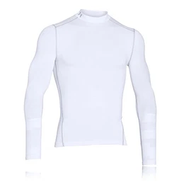 Herren KompressionsMockShirt ColdGear Armour ultrawarmes Langarmshirt, langärmliges Funktionsshirt für Männer, Weiß, M