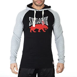 Slim Fit Kapuzenpullover Herren Hoodie für Sport Fitness Gym Training & Freizeit Trainingsjacke - Sportpullover - Sweatjacke - Kapuzenpulli mit Print, Farbe:Anthrazit/Grau, Größe:L