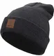 urban ace   Street Classics   Beanie, Mütze, mit Lederpatch   Damen, Herren   für das ganze Jahr, weicher Stoff (Charcoal)