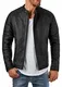 Burocs Herren Kunst Lederjacke Übergangsjacke Bikerjacke Stepp Muster Schwarz BR22, Größe:L