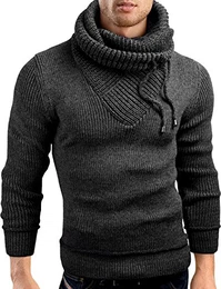 Slim fit Schalkragen Pullover Grobstrick Strickjacke Herren, anthrazit, L, GEC555