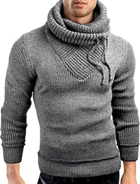 Slim fit Schalkragen Pullover Grobstrick Strickjacke Herren, grau meliert, M, GEC555