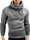 Grin&Bear Slim fit Schalkragen Pullover Grobstrick Strickjacke Herren, grau meliert, M, GEC555