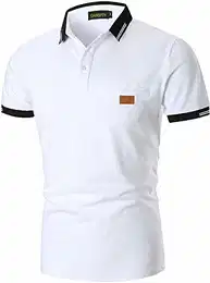 GNRSPTY Herren Poloshirts Kurzarm Baumwolle Polo Shirts Männer Slim Fit Polohemd Golf Farbe Nähen T-Shirt S-XXL,Weiß,L