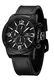 FIREFOX Herren- Armbanduhr Soldier analog Quarz Chronograph Edelstahl schwarz weiß Lederarmband Datumsanzeige 10 ATM wasserdicht FFS255-102