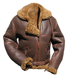 Battle of Britain Schaffell Pilotenjacke Herren Lederjacke braun (M)