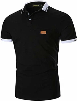 GNRSPTY Herren Poloshirts Kurzarm Polohemd Golf Schwarz