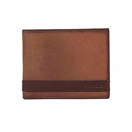 Herren Quinn Leder Bifold Wallet, Braune Flip-Id, Einheitsgröße