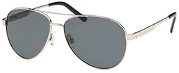 FEINZWIRN Piloten-Sonnenbrille mit polarisierten Gläsern und Federscharnier in 2 Farben - im Set mit Zubehör (silber)