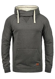 Sales Herren Kapuzenpullover Hoodie Pullover Mit Kapuze Cross-Over-Kragen Und Fleece-Innenseite, Größe:M, Farbe:Pewter Mix (70817)