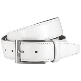 Leder-Gürtel Herren 35 mm breit, Gürtel Herren Vollledergürtel weiß, Größe/Size:110, Farbe/Color:weiss
