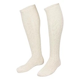 Trachtenkniestrümpfe Trachtensocken Herren - Kniebundhosen-Strümpfe mit Zopfmuster im Landhausstil meliert - weiß-natur 43-44