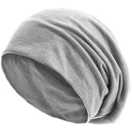 Slouch Beanie aus atmungsaktivem, feinem und leichten Jersey Unisex Mütze Haube Bini Einheitsgröße, Farbe:Hellgrau