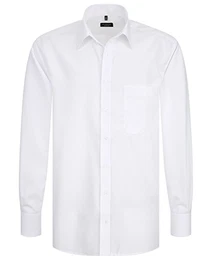 Herren Langarm Hemd Comfort Fit Uni Popeline weiß Gr. 39-54