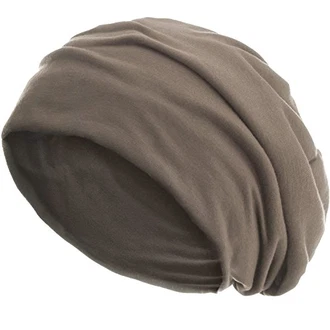 style3 Slouch Beanie aus atmungsaktivem feinem und leichten Jersey Unisex Mütze Haube Bini Sandgrau meliert
