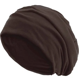 Slouch Beanie aus atmungsaktivem, feinem und leichten Jersey Unisex Mütze Haube Bini Einheitsgröße, Farbe:Coffee