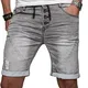 Sublevel Herren Jeans Shorts Kurze Hose Bermuda Sommer Short Sweathose Slim B112 [Grau - W32]