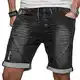 Sublevel Herren Jeans Shorts Kurze Hose Bermuda Sommer Short Sweathose Slim [B113 - Schwarz mit Knopfleiste - W32]