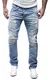 MERISH Amica by Herren Straight Fit Destroyed Blue Jeans Hose Blau Neu J1154 Hellblau 36/34