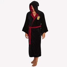 Herren Bathrobe Gryffindor Harry Potter Bademantel mit Kapuze, Schwarz, 29-30 EU