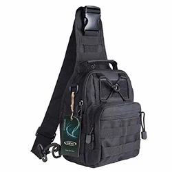 G4Free Tactical Sling Rucksack Militär Schultertasche EDC Brusttasche für Outdoor Sport Camping Wandern Schwarz