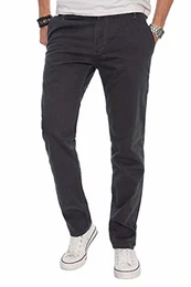 A. Salvarini Herren Designer Chino Stoff Hose Chinohose Regular Fit AS016 AS-016-Anthrazit-W32-L32