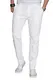 Alessandro Salvarini A. Salvarini Herren Designer Chino Stoff Hose Chinohose Regular Fit AS016, 32W / 32L, Weiß