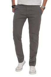 Herren Designer Chino Stoff Hose Chinohose Regular Fit AS016 [AS-016-Grau-W32-L32]
