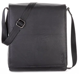 London Leder-Umhängetasche I Laptoptasche bis 13 Zoll I Messenger Bag aus echtem Büffel-Leder im Vintage Look I Schultertasche I Arbeitstasche I 26x8x31cm (Onyxblack)