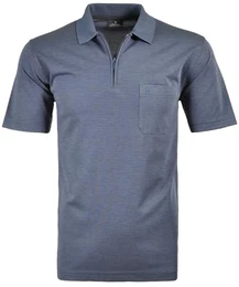 Herren Softknit-Polo mit Zip, fein gestreift S, Azur-778