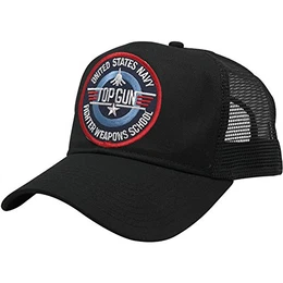 US Navy Top Gun Patch Snapback Trucker Mesh Cap - Schwarz - Einheitsgröße