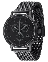 MILANO Herren-Armbanduhr Chronograph Analog Quarz schwarzes Edelstahl Milanaise-Armband schwarzes Zifferblatt DT1052-P